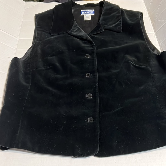 Vintage PENDLETON Black VELVET Tuxedo style button retro cotton VEST USA 12 L/XL - Picture 3 of 13